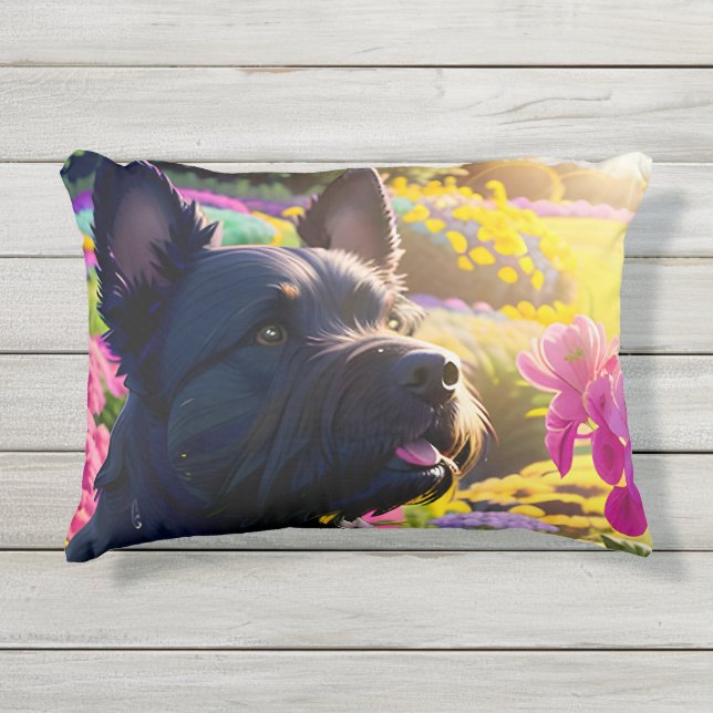 Almofada Para Ambientes Externos Bela escocesa - Cachorro Dois (Frente)