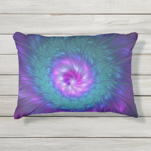 Almofada Para Ambientes Externos Beleza Floral Abstrata Arte Fractal Colorida Flor