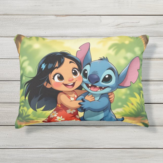 Almofada Para Ambientes Externos Beste Freunde fürs Leben – Lilo & Stitch   (Frente)