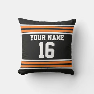 Almofada Para Ambientes Externos Black with Orange White Stripes Team Jersey