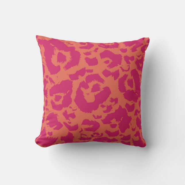 Almofada Para Ambientes Externos Bonito cor-de-rosa, laranja, "Zebra Leopardo" (Frente)