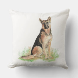 Almofada Para Ambientes Externos Cachorro Pastor Alemão Pet Animal Arte Aquarela