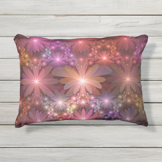 Almofada Para Ambientes Externos Cama De Flores Arte Fractal Abstrato brilhante Col (Frente)