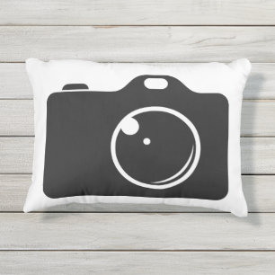 Almofada Para Ambientes Externos Câmera de arte pop preto e branco