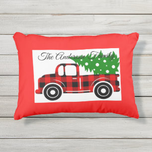 Almofada Para Ambientes Externos Caminhão vermelho escocês minimalista de Trendy at