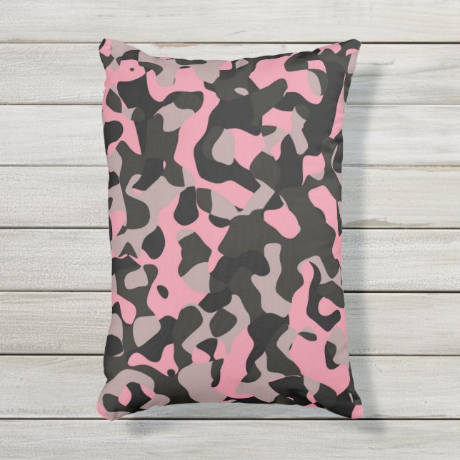 Almofada Para Ambientes Externos Camo rosa e preto (Front(Vertical))