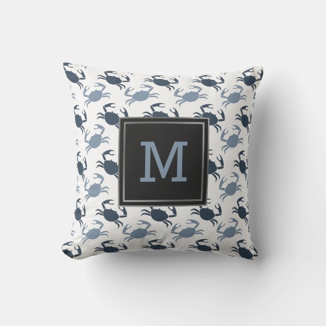 Almofada Para Ambientes Externos Caranguejos azuis náuticos dos travesseiros (Frente)