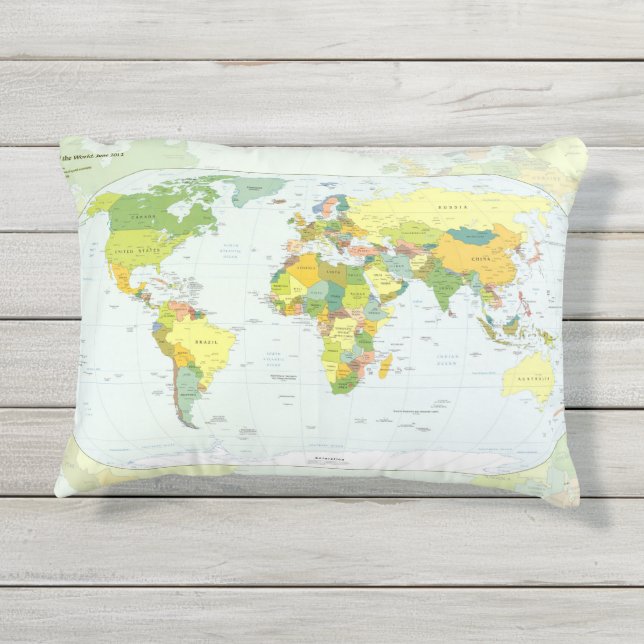 Almofada Para Ambientes Externos Cartaz do Atlas Político do Mapa Mundial: Decoraçã (Verso)