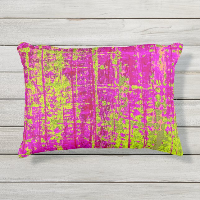 Almofada Para Ambientes Externos Chartreuse Beijo Rosa e Abstrato Verde (Frente)