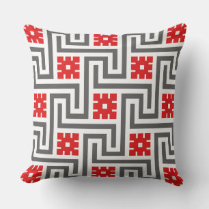 Almofada Para Ambientes Externos Chave de Deco, vermelho escuro grego, branco e