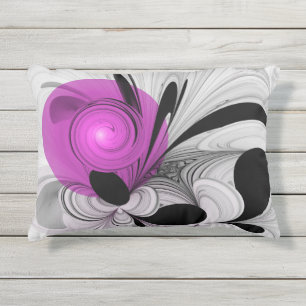 Almofada Para Ambientes Externos Cinza Negra abstrato com Fratura Magenta