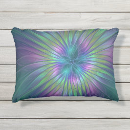 Almofada Para Ambientes Externos Colorida Shiny Fantasy Flor Abstrato Arte Fractal