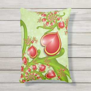 Almofada Para Ambientes Externos Com muito amor Corações Amarelas Vermelhas Arte