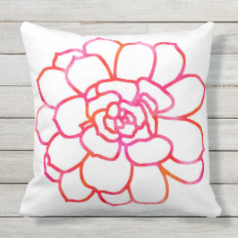 Almofada Para Ambientes Externos Cor de Água Laranja Rosa Suculente