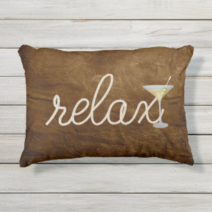 Almofada Para Ambientes Externos corda náutica na textura de couro castanho e marti