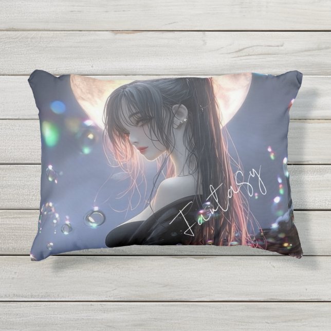 Almofada Para Ambientes Externos Dark fantasy girl / Aesthetic (Frente)