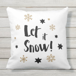 Almofada Para Ambientes Externos "Deixe-o nevar!" Natal da caligrafia