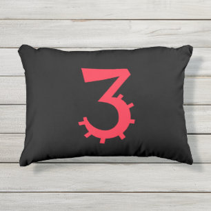Almofada Para Ambientes Externos Desenho "3" Preto e Vermelho Marcante