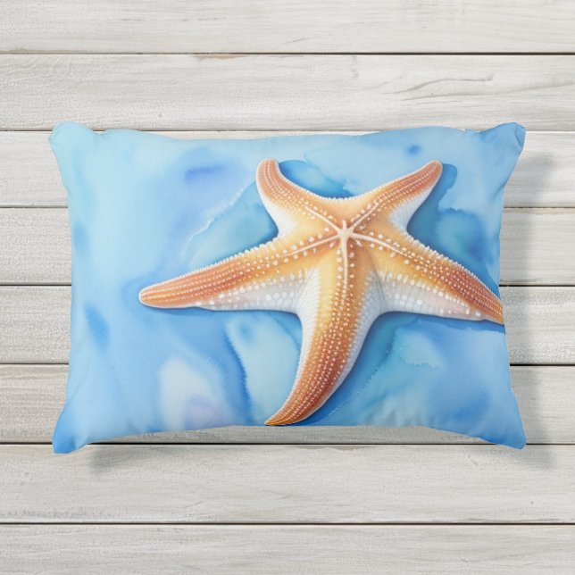 Almofada Para Ambientes Externos Desenho aquarela de Starfish (Frente)