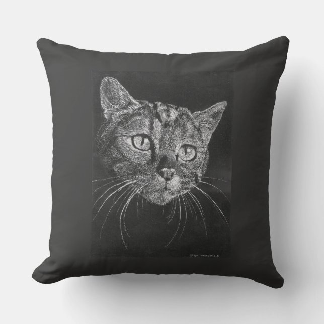 Almofada Para Ambientes Externos Desenho da cara do gato (Frente)