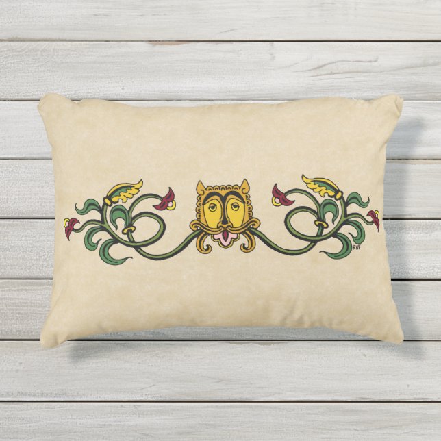 Almofada Para Ambientes Externos Design de Leão Medieval (Frente)