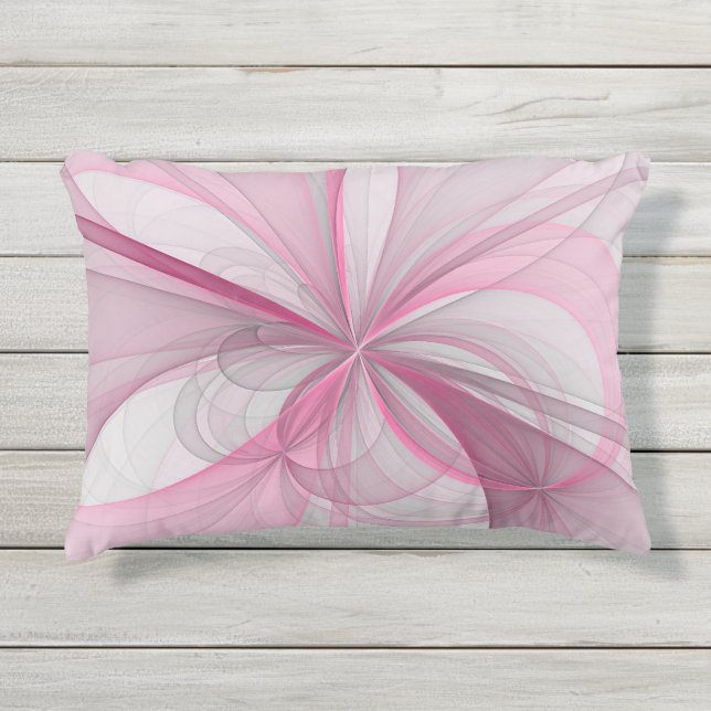 Almofada Para Ambientes Externos Design Fractal de Cinza Abstrato moderno (Frente)