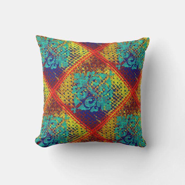 Almofada Para Ambientes Externos Diagonal do Azulejo marroquino (Frente)