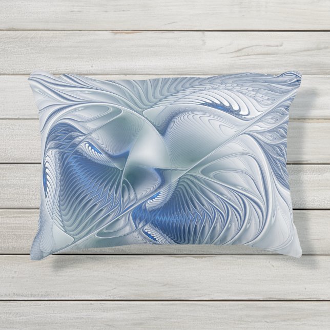 Almofada Para Ambientes Externos Dynamics Fantasy Abstrato Blue Tones Arte Fractal (Frente)