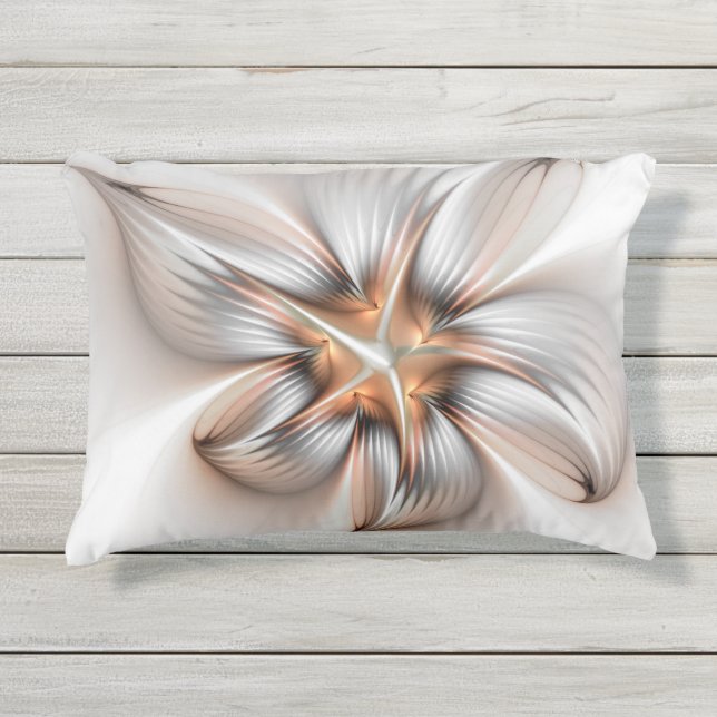 Almofada Para Ambientes Externos Elegância Floral Moderna Abstrato de Arte Fractal (Frente)