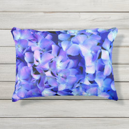 Almofada Para Ambientes Externos Elegante azul-púrpura magenta hidrangea floral