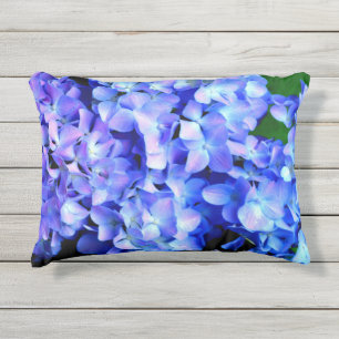 Almofada Para Ambientes Externos Elegante azul-púrpura magenta hidrangea floral
