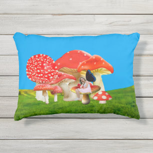 Almofada Para Ambientes Externos Fada em Toadstool Travesseiro de Destaque Externo