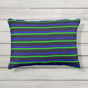 Almofada Para Ambientes Externos Faixa Verde Azul Preta