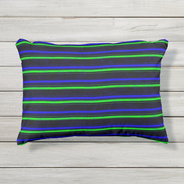Almofada Para Ambientes Externos Faixa Verde Azul Preta (Frente)