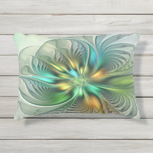 Almofada Para Ambientes Externos Fantasia Abstrata Moderna Colorida Floral Fractal