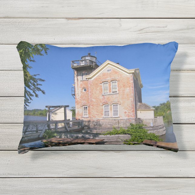 Almofada Para Ambientes Externos Farol de Saugerties, Rio Hudson, Nova Iorque (Frente)