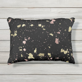 Almofada Para Ambientes Externos Flocos Dourados e Rosa Dourados Pretos