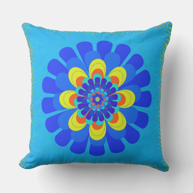 Almofada Para Ambientes Externos Flor Azul (Frente)