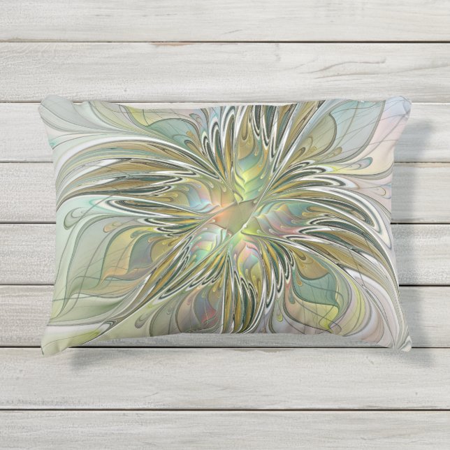 Almofada Para Ambientes Externos Floral Fantasy Moderna Arte Fractal Flor Com Doura (Frente)