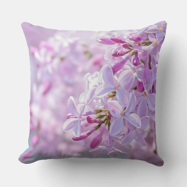 Almofada Para Ambientes Externos Flores lilás rosa (Frente)