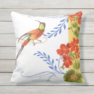 Almofada Para Ambientes Externos Flores vermelhas do gerânio do redemoinho do