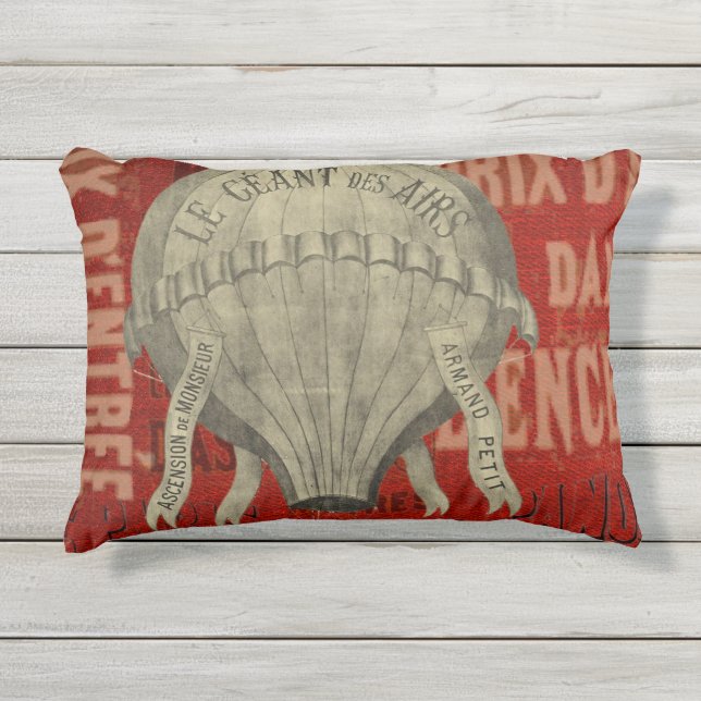 Almofada Para Ambientes Externos Fontes Gráficas de Ballon de Ar Quente Steampunk (Frente)