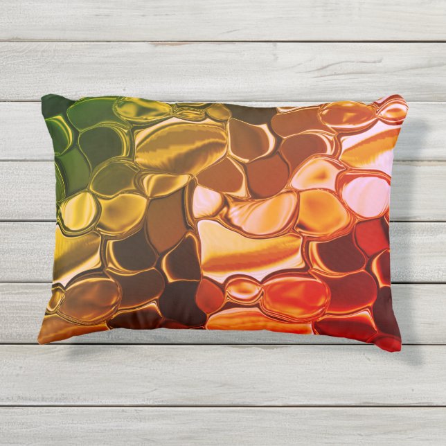 Almofada Para Ambientes Externos Formas redondas que migram de vermelho para esverd (Verso)