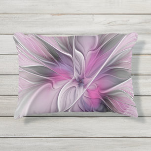 Almofada Para Ambientes Externos Fractal Fractal Moderna Abstrato com Cinza Rosa Fl