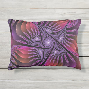 Almofada Para Ambientes Externos Fractal Roxo Abstrato de Fantasia Colorida