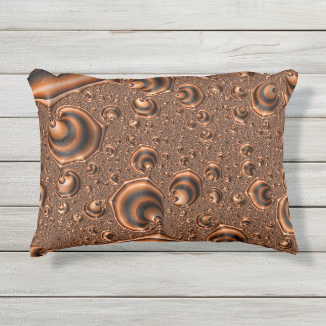 Almofada Para Ambientes Externos Funky Trippy Espirando Laranja Arte Fractal (Frente)