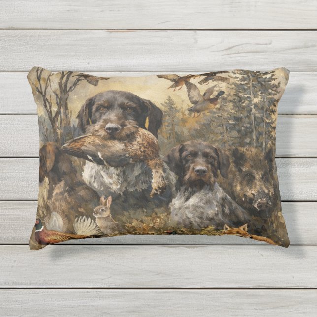 Almofada Para Ambientes Externos German Wirehaired Pointer   (Frente)
