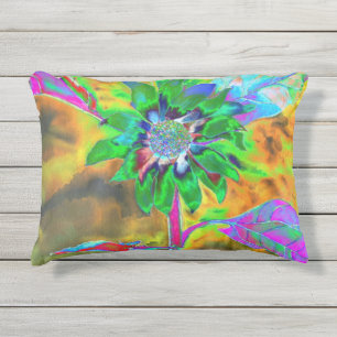 Almofada Para Ambientes Externos girassol verde abstrato retro funky