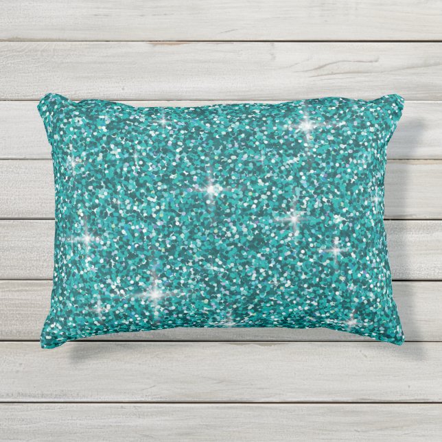 Almofada Para Ambientes Externos Glitter teal iridescente (Frente)