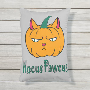 Almofada Para Ambientes Externos Hocus pawcus Halloween abóbora gengibre magia